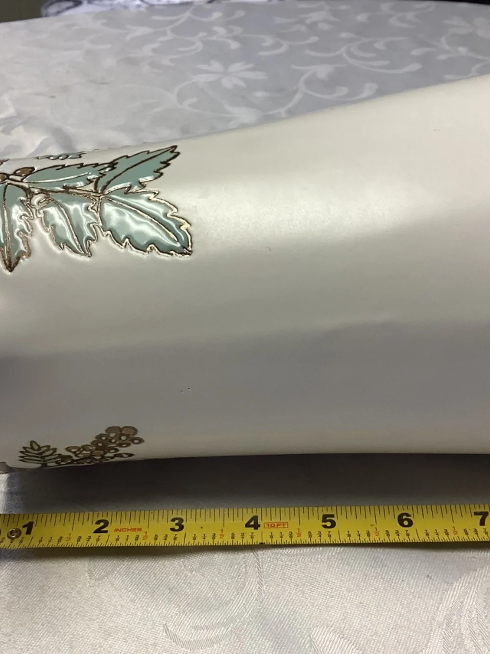 FAll themed pitcher tall cylindrical shape. Gold details too